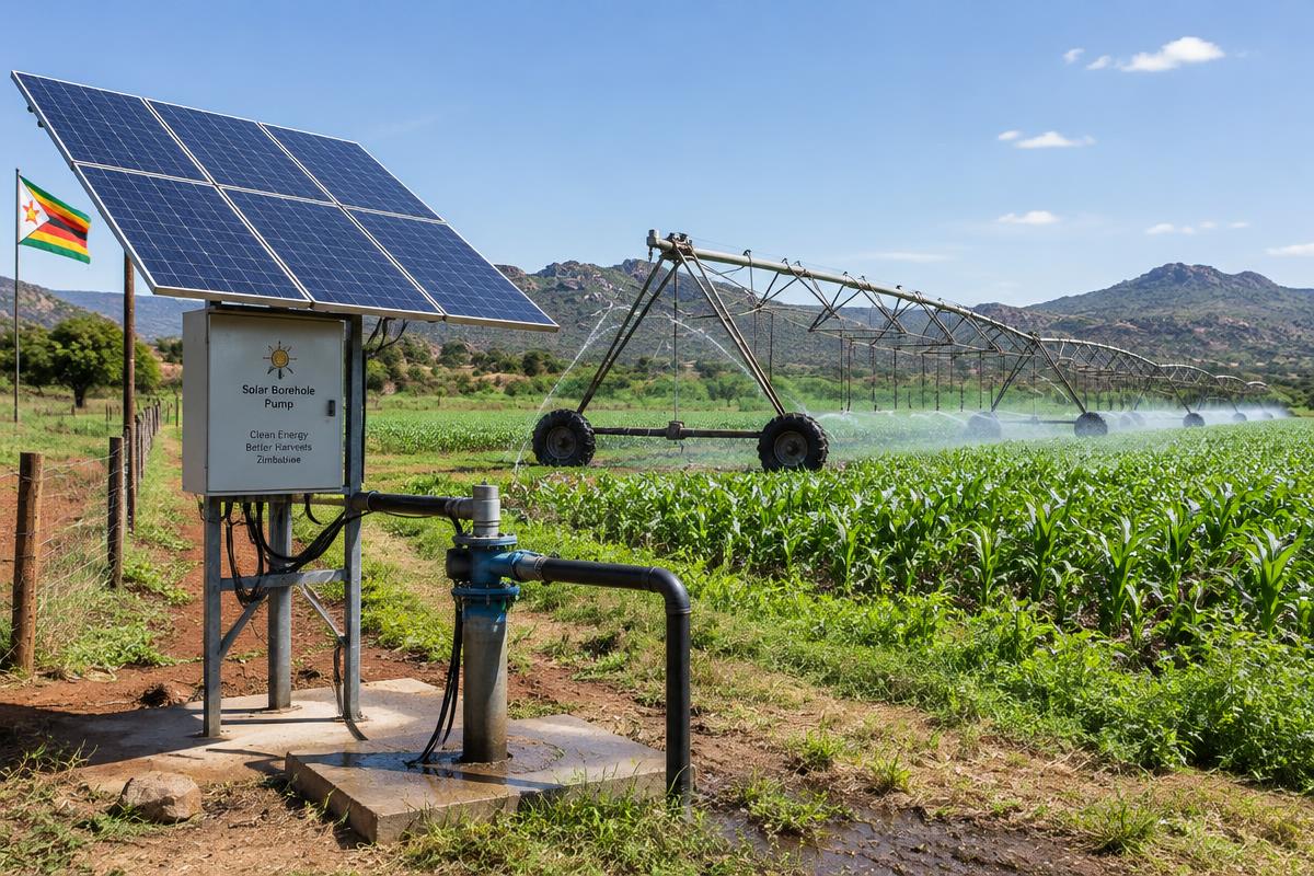 Solar pump irrigating a farm